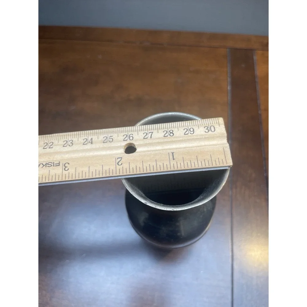 Vintage Striped Solid Brass Mid Century Vase Jar Modern -5.5